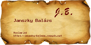 Janszky Balázs névjegykártya